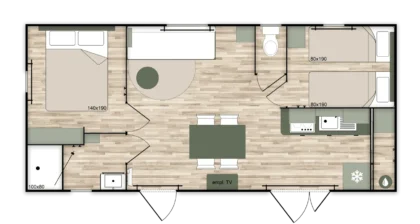 Vente mobil-home 3 nest 33.3 plan residences trigano